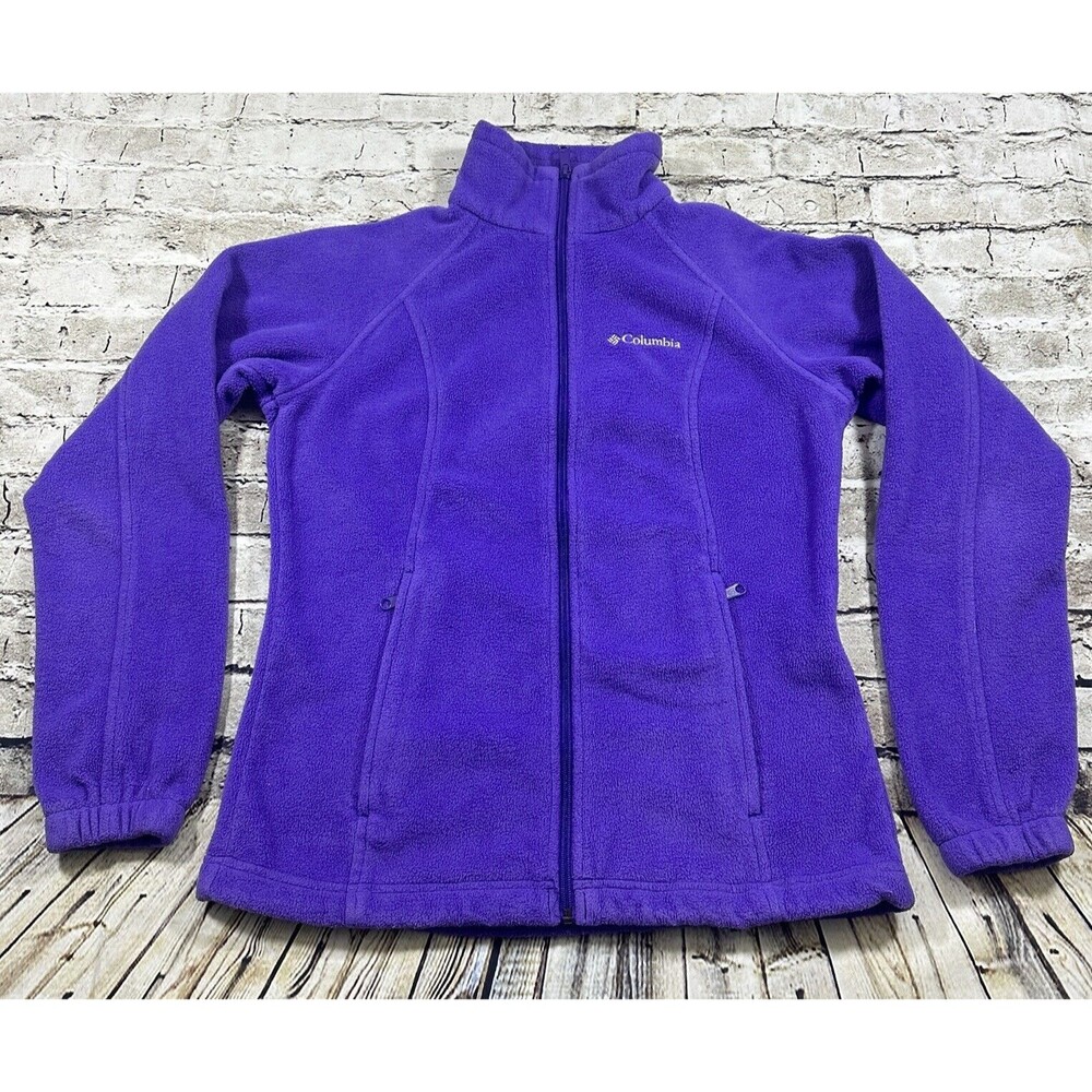 Columbia Jacket Womens Small Purple Long Sleeve Fleece Zip-Up Pockets Adult